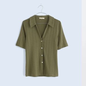 Madewell Green Cutaway Hem Polo Top